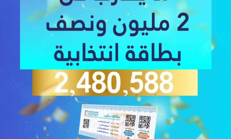 (2,480.588 ناخب وناخبة) استلموا بطاقاتهم