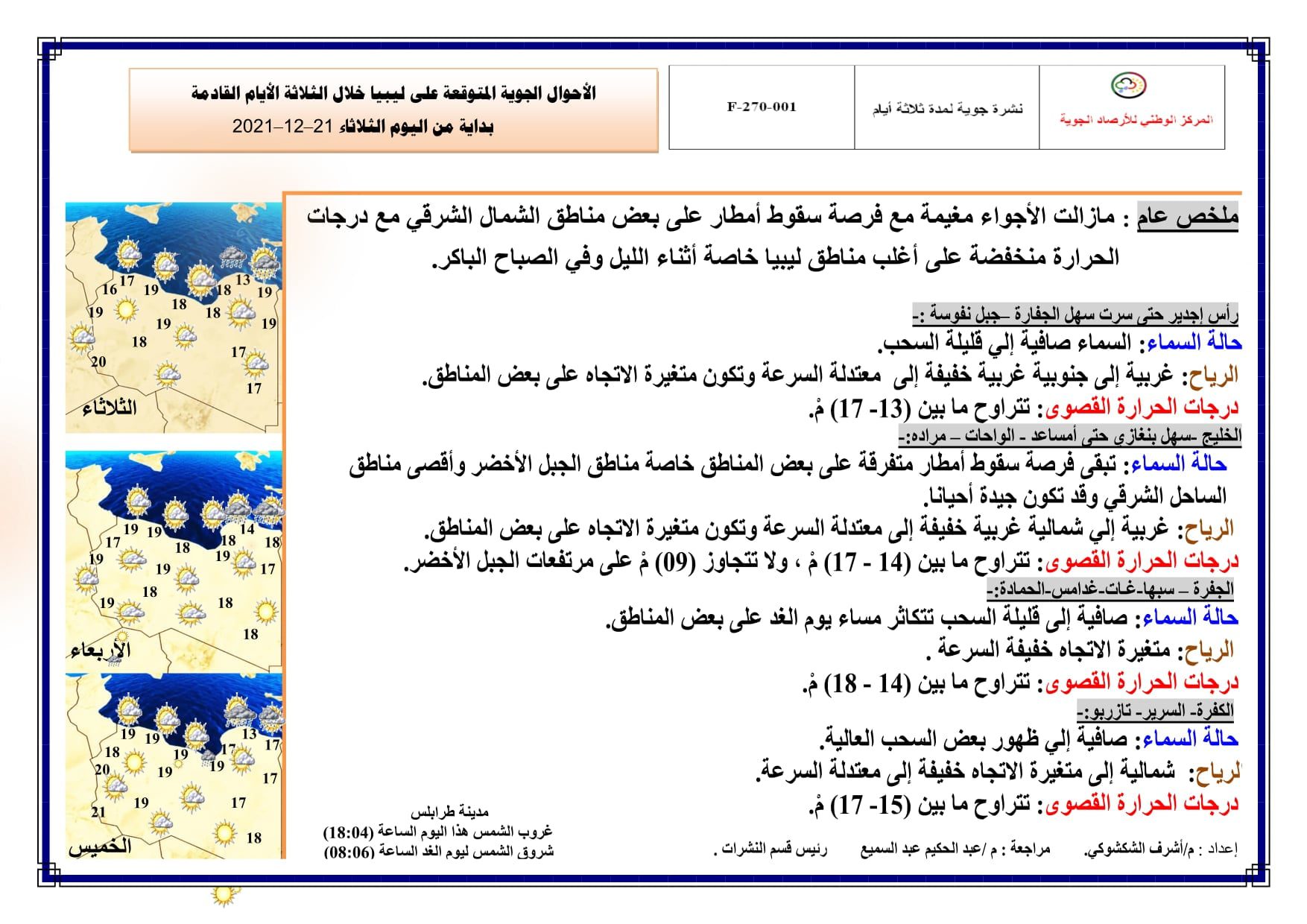 طقس اليوم أجواء مغيمة على مناطق الشمال الشرقي والسماء صافية إلي قليلة السحب على بقية المناطق