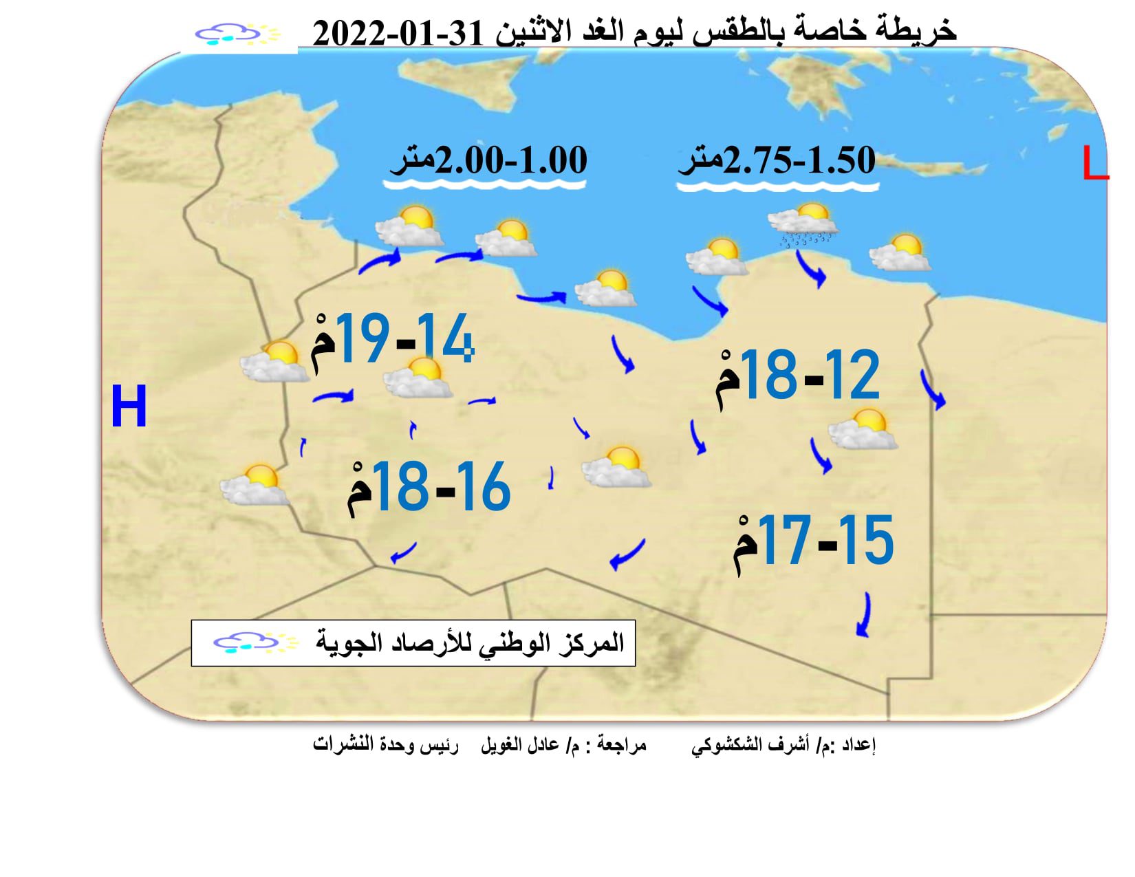 طقس بارد نسبياً على اغلب المناطق