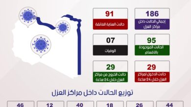 التقرير اليومي لحركة مراكز العزل المكافحة لفيروس كورونا 