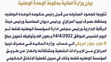 وزارة المالية تحيل (6) مليار دولار إلى حسابها بالمصرف المركزي لتغطية الانفاق الحكومي والنفقات التسييرية للقطاعات المختلفة .